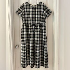 Plaid Short Sleeve Button Top Vintage Eddie Bauer Midi Maxi Dress